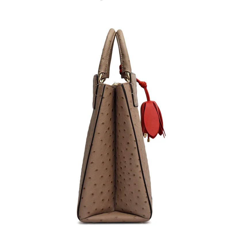 Da Milano Slate Medium Ostrich Leather Book Tote - Slate for Women | Best Price UAE